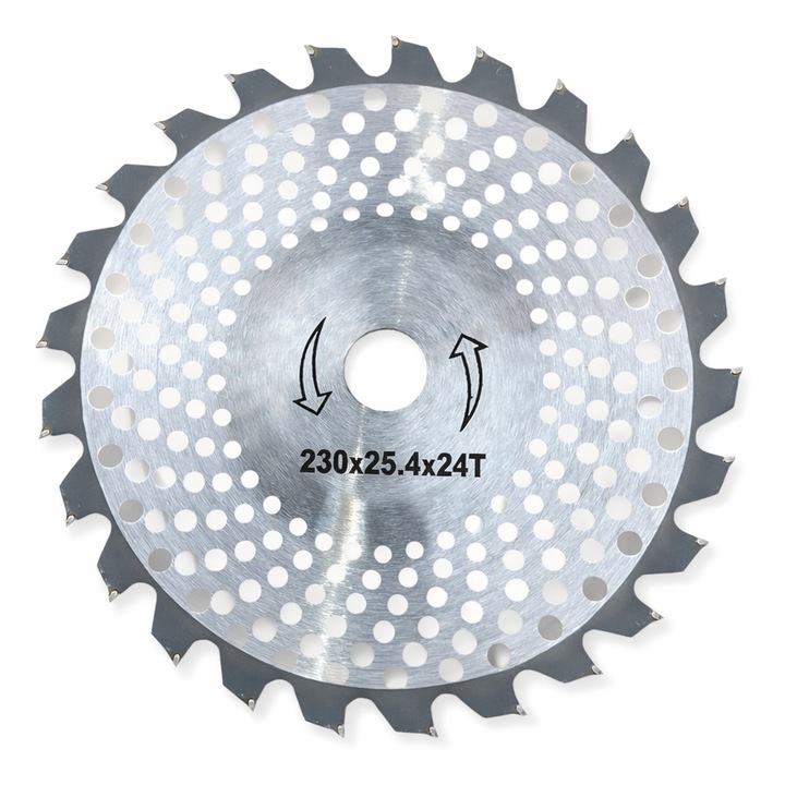 Disc motocoasa 230 mm, 24 dinti cu vidia, concav ondulat, grosime lama 1.2 mm, AVI-2535