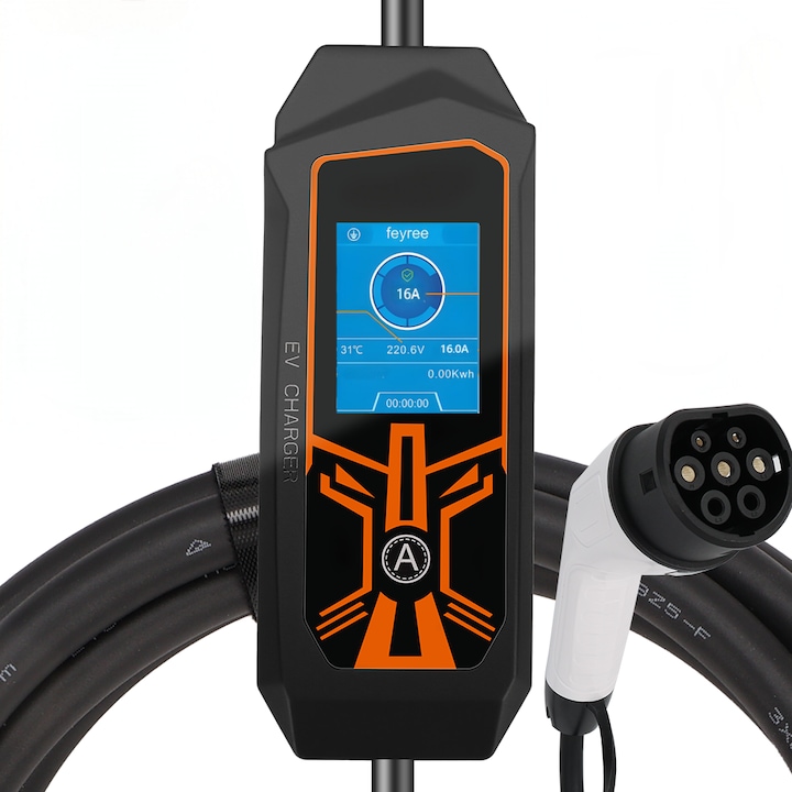 Statie Incarcare Auto Electrica, SANSES, Wi-Fi 3.5kW, 16A, Curent Reglabil, cu Management Energetic Avansat, Protectie Integrala, Fisaj Digital LED, Negru