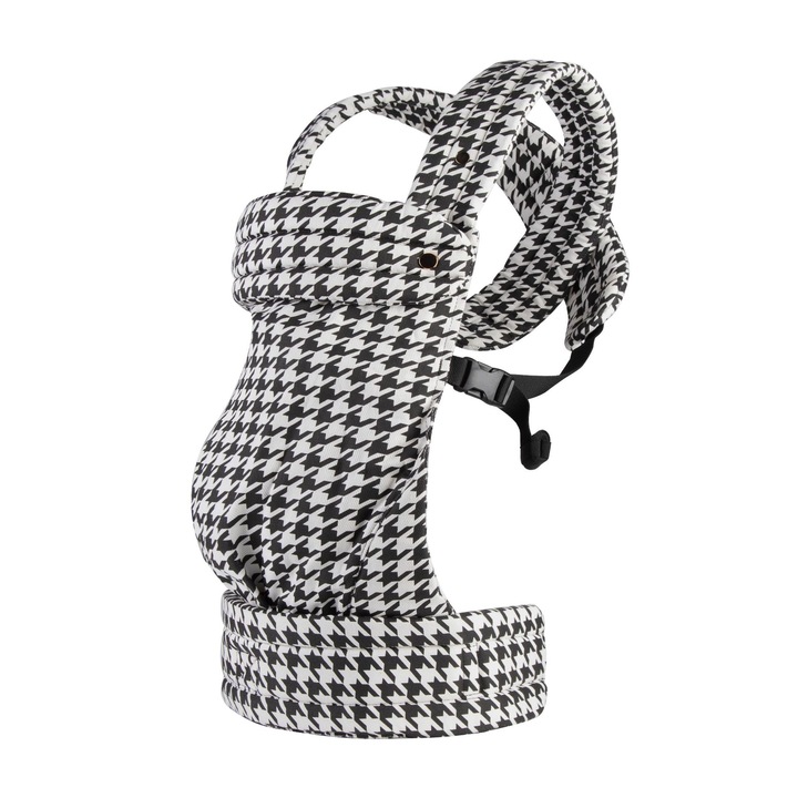 Marsupiu multifunctional ajustabil cu sezut pentru sold, model houndstooth alb-negru