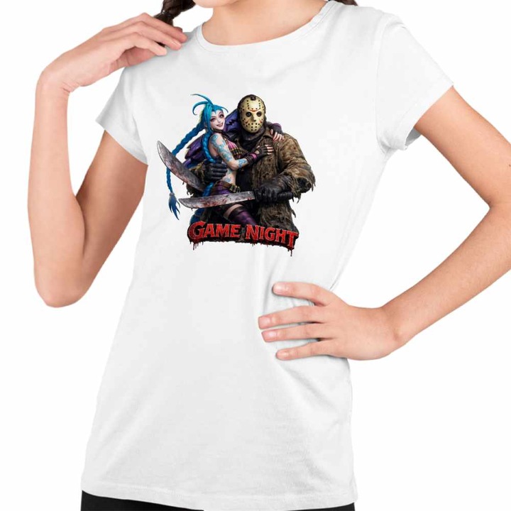 Tricou Copii Fete Jinx Jason Voorhees Arcane Runeterra, Fehér