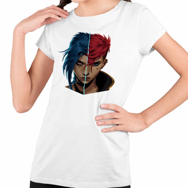 Tricou Copii Fete Arcane Jinx Vi Runeterra, Fehér