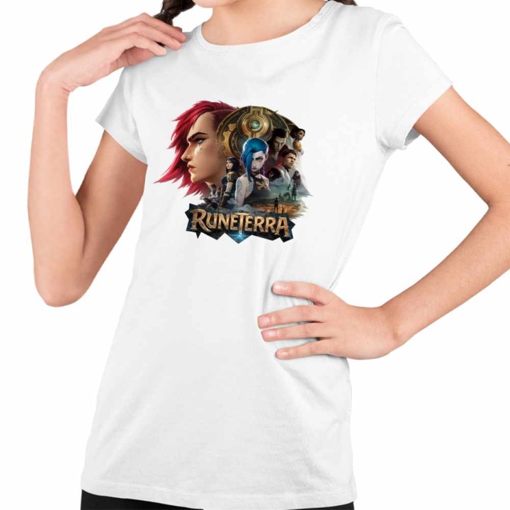Tricou Copii Fete Runeterra Jinx Vi Arcane, Fehér