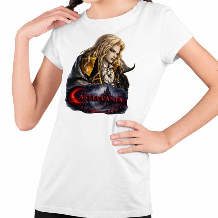 Tricou Copii Fete Castlevania Dracula Alucard, Fehér
