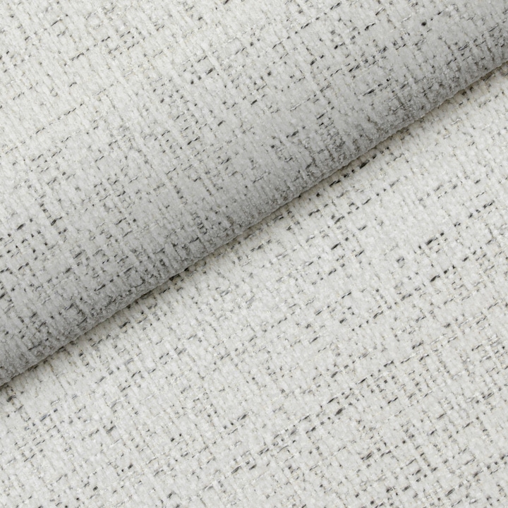Material tapiterie mobilier Luna, stofa tip chenille partial ignifugata, culoare alb/gri, latime 140 cm