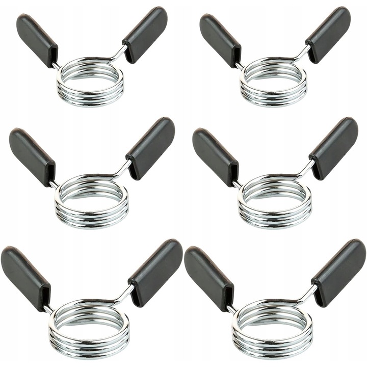 Set 6 clipsuri de blocare pentru greutati, 25mm, 28mm, 30mm, otel, ABS