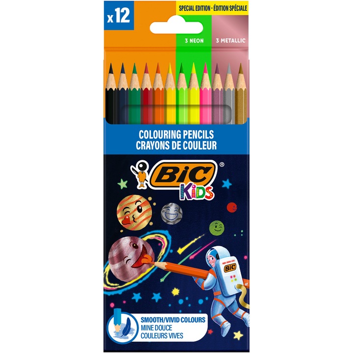 Creioane colorate din lemn Evolution Smooth Cosmo Edition P/12