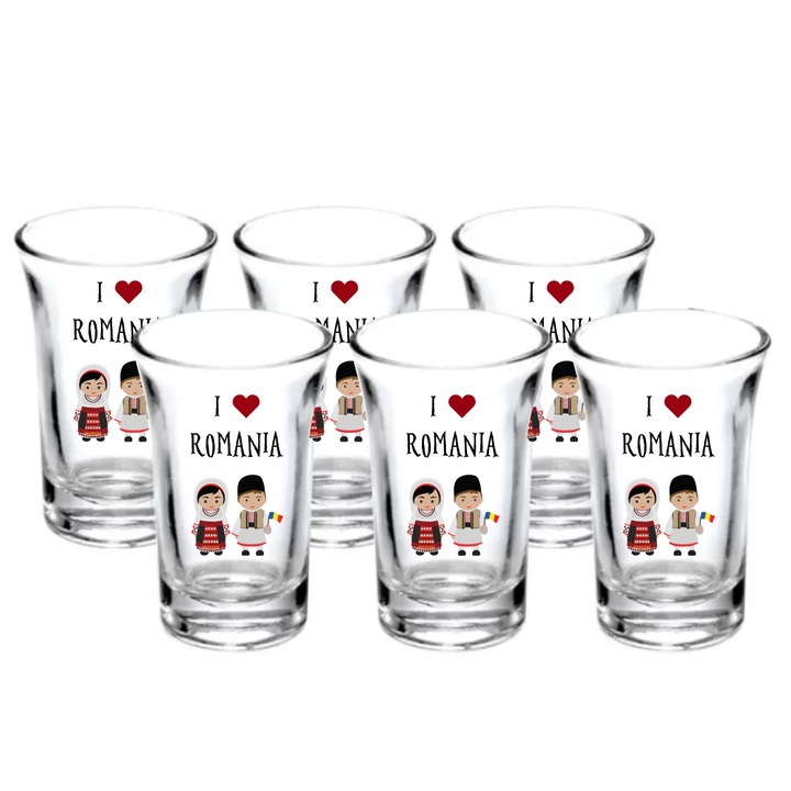 Set 6 pahare sticlă 40ml, Gift Shop, model 53bs, fără picior, curățare ușoară