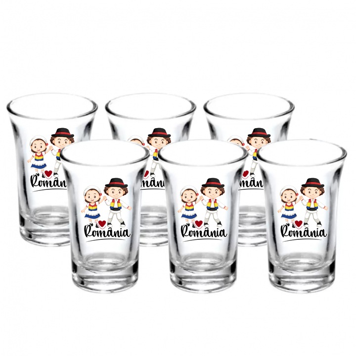 Set 6 pahare sticlă 40ml, Gift Shop, fără picior, ușor de curățat