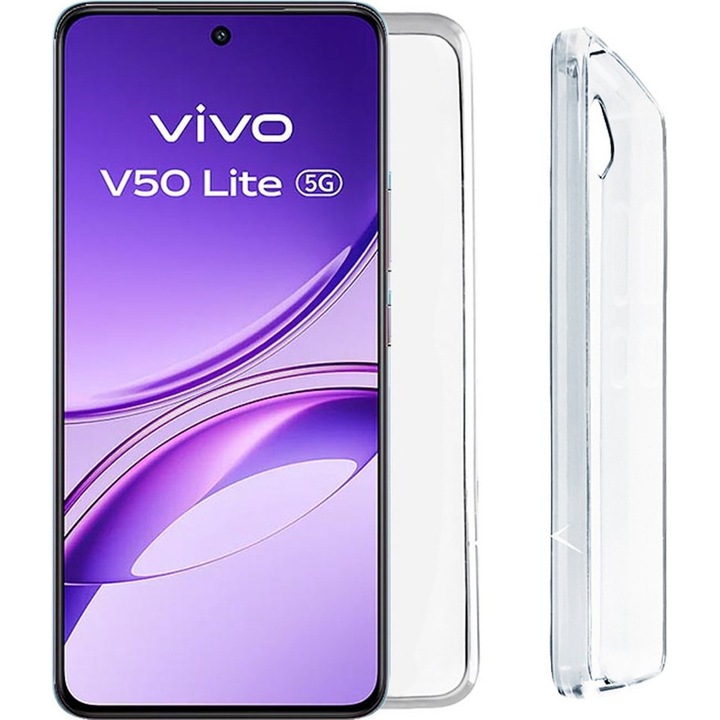 Husa telefon Volte-Tel pentru Vivo V50 Lite 5G, Slimcolor Air TPU, protectie completa camera, transparenta, 6.77"