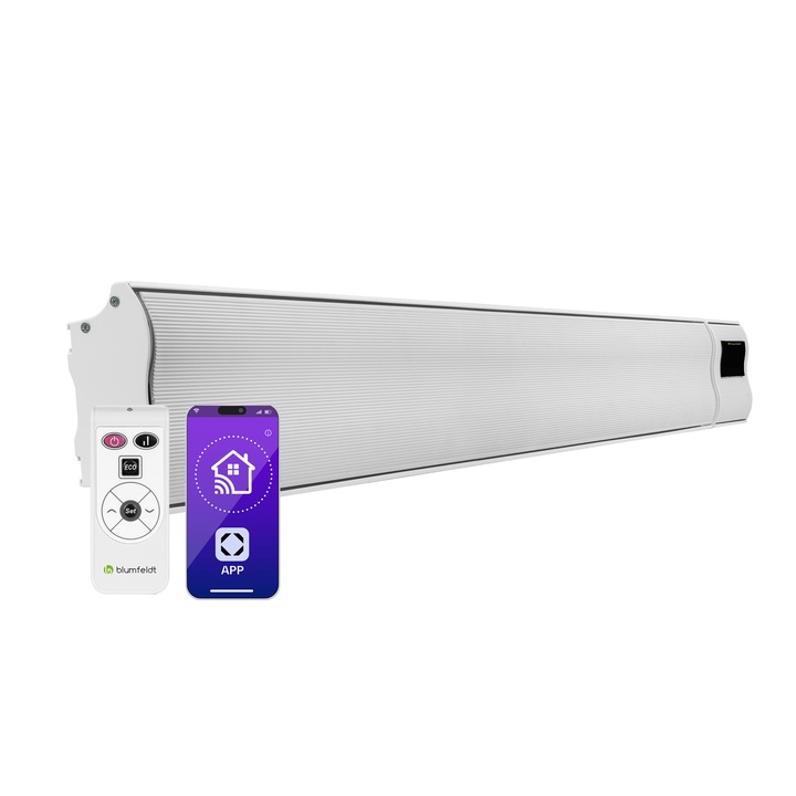 Incalzitor cu infrarosu Blumfeldt Cosmic Beam Smart 24, 2400 W, control WiFi, alb, 184x15x6, 3cm