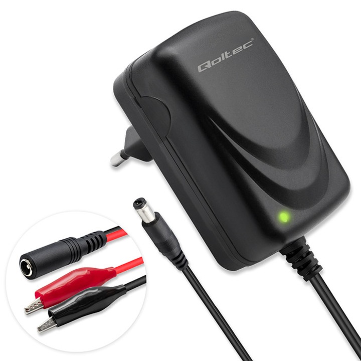 Incarcator auto Qoltec 6V/12V pentru baterii AGM, GEL, STD, protectie supratensiune, montare usoara