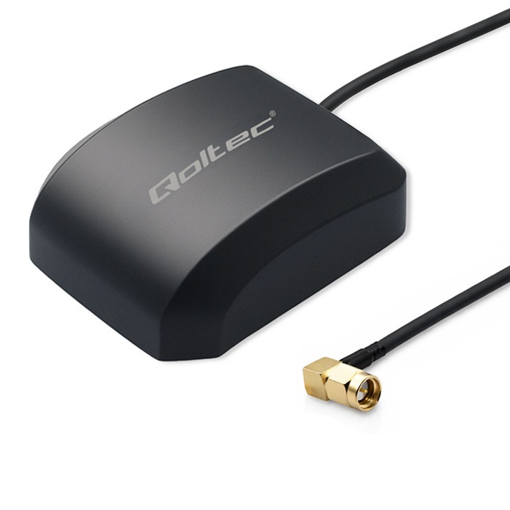 Qoltec L1 GPS antenna, precíz vétel, tartós konstrukció, mágneses talp, 1575.42 MHz, 28.3 dBi