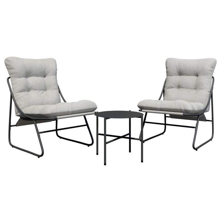 Set mobila de gradina Viveri, MIRJAN 24, gri inchis / gri deschis