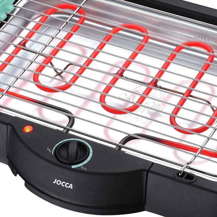 Gratar electric Jocca 2000W, 41x24,5cm, cu termostat, negru