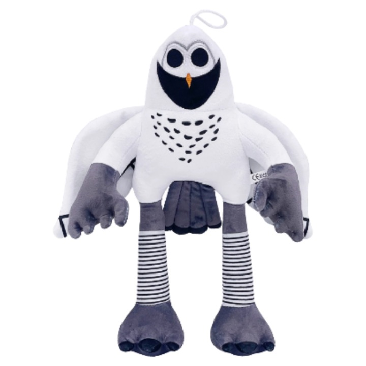 Jucarie de Plus 99 Nights Bufnita, 20 cm, Model Alb cu Detalii Negre