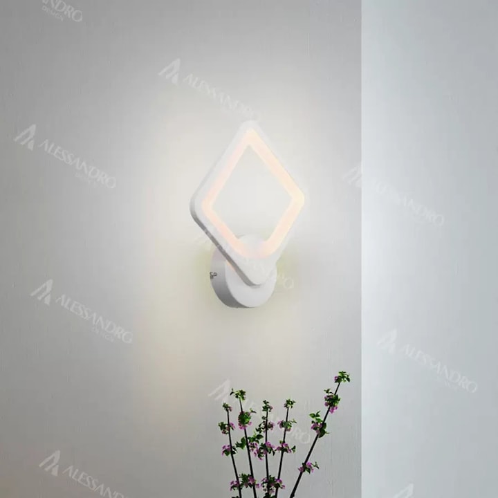 LED аплик Alessandro DESIGN Akila, 16 W, димируем, бял, 25x22x5 см