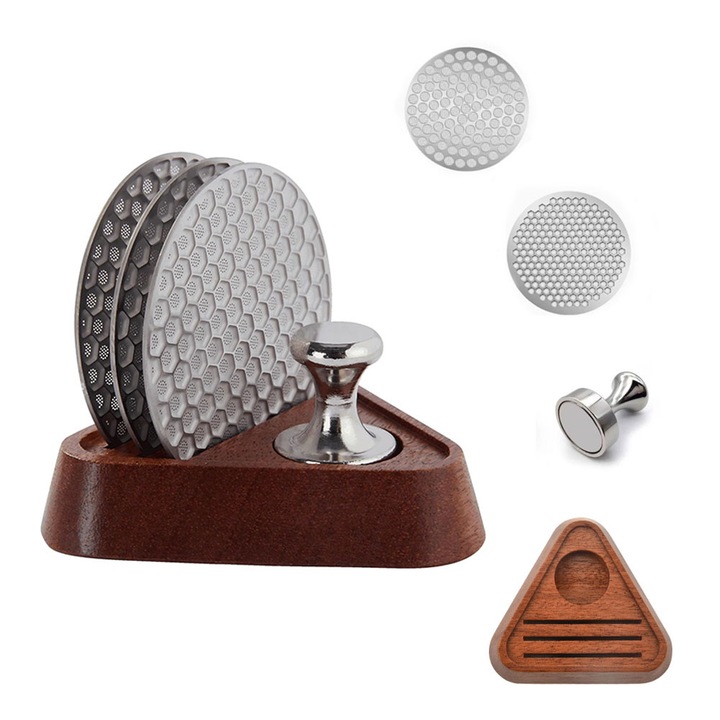 Sita filtru pentru cafea, Garsonal, inox 316, 51mm, maro, set 1 baza + 2 filtre + 1 magnet