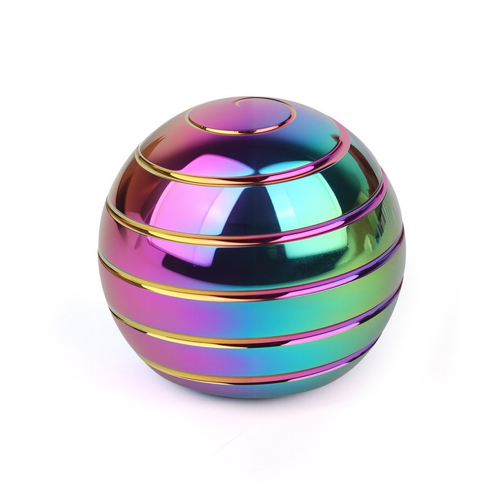 Bila de jucarie cinetica, Jucarii antistres de birou pentru adulti, Spinner curcubeu de 1,54" pentru ameliorarea anxietatii si ADHD, Jucarie rotativa fizica de buzunar pentru copii (39MM, Curcubeu)
