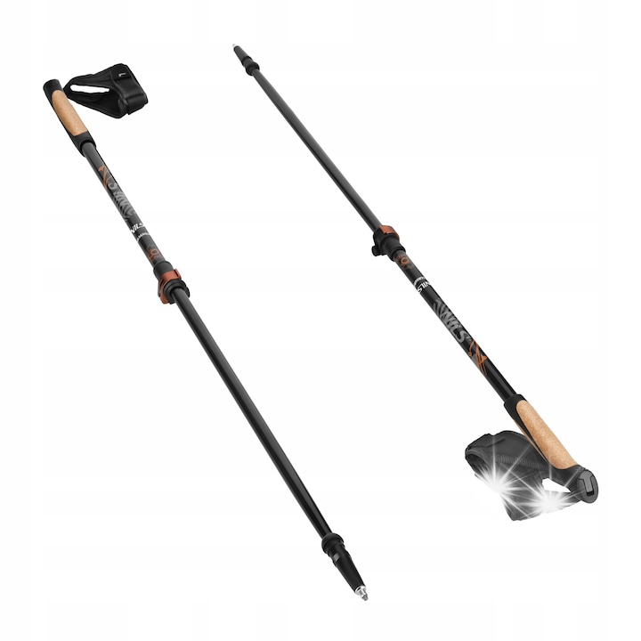 Щеки за скандинавско ходене Nils NW8613, 50% карбон, 93x125 см, черно-златисто, комплект със стандартни и големи накрайници