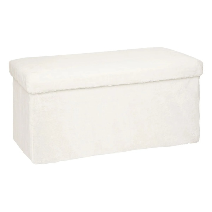 Atmosphera Ezzio összecsukható tárolós pad, 76x38x38 cm, műszőrme, fehér