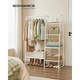 Cuier 5 rafturi bara haine structura metalica stil industrial, 40x102x153 cm, compact, alb