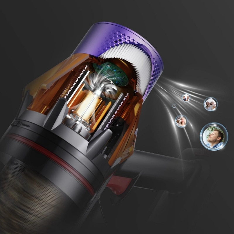 Aspirator vertical Honiture X7 CJD239, 550 W, 45 kPa, 1, 5 l, 60 min, 3 moduri, inaltime reglabila, filtru HEPA, ecran tactil, perie cu LED, nichel/galben