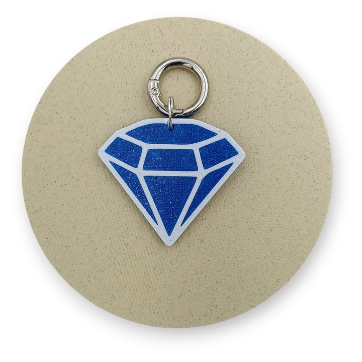 Medalion Decorativ Caini, Forma Diamant, 46x40 mm, PLA Bioplastic, Printat 3D, Albastru, Alb