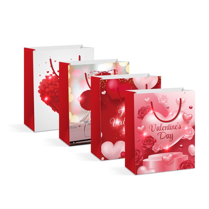 Pungi cadou LED, Family, 5 LED-uri rosii, set 12 buc, 178x102x228mm