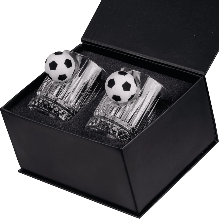 Set pahare din cristal pentru whisky cu minge de fotbal – 355 ml