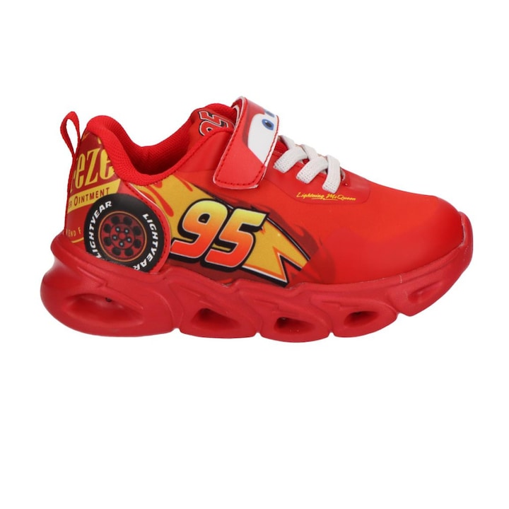 Детски спортни обувки, Javoli, Disney Cars Lightyear LED, С мигащи светлини, Червени, Многоцветен