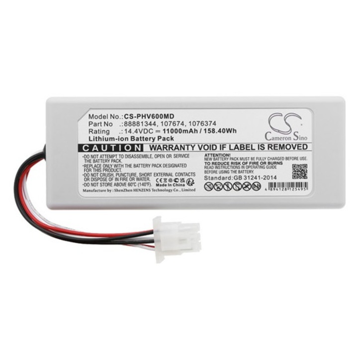 Cameron sino li-ion akkumulátor, 14.4v, 11000mAh, kompatibilis philips 88881344 fehér-vel