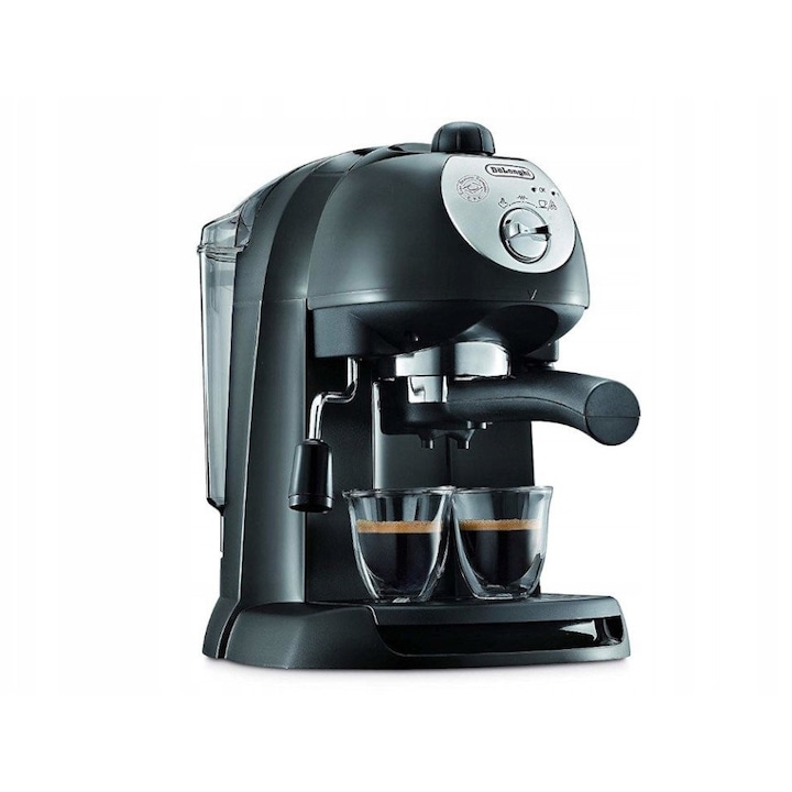 Еспресо машина с помпа De'Longhi EC 201CD.B, 1100 W, черна, 2 кафета едновременно, система за разпенване на мляко