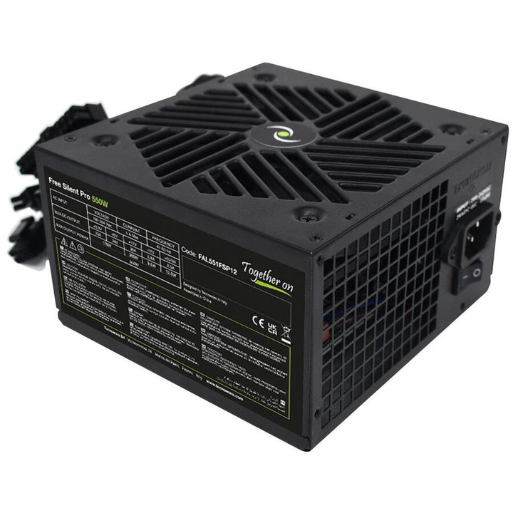 Tecnoware 550W tápegység, 120 mm-es ventilátorral, fekete