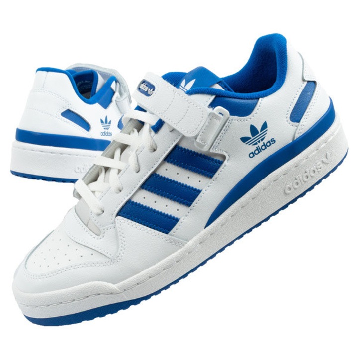 Pantofi sport Adidas Forum Low pentru barbati, albi, confortabili, la moda, cu inchidere Velcro, Alb