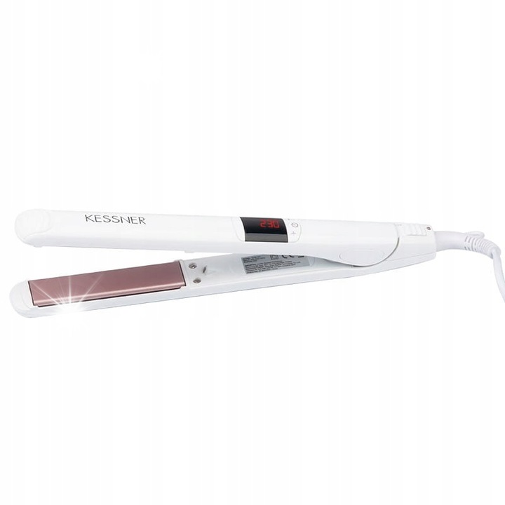 Преса за коса Kessner Ionic 230C, керамика-турмалин, 46W, бяла, 24x110mm