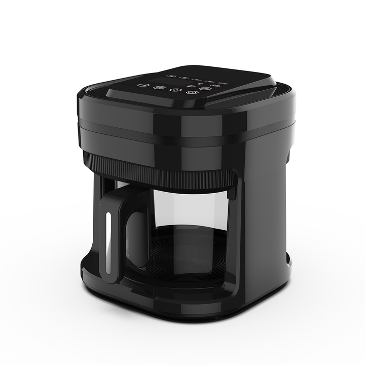 Friteuza cu aer cald fara ulei, 1350 W, 5 L, fereastra din sticla de siguranta, ecran tactil digital, temporizator, 80 – 200 °C, 8 moduri de gatit, 26, 9 x 26, 4 x 29, 6 cm, Negru