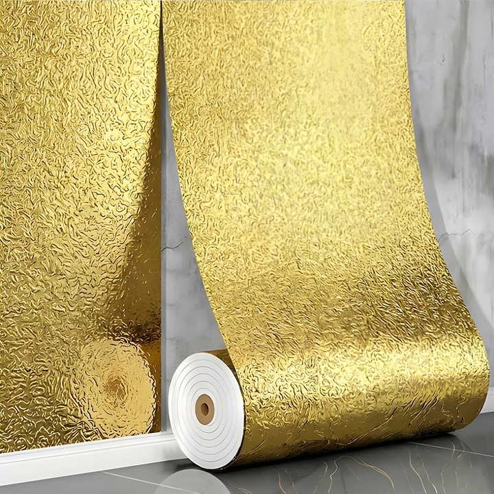 Folie Autocolanta Teno®, material rezistent, antiderapanta, usor de aplicat, waterproof, suprafata acoperire 1.8 mp, 3 m x 60 cm, auriu