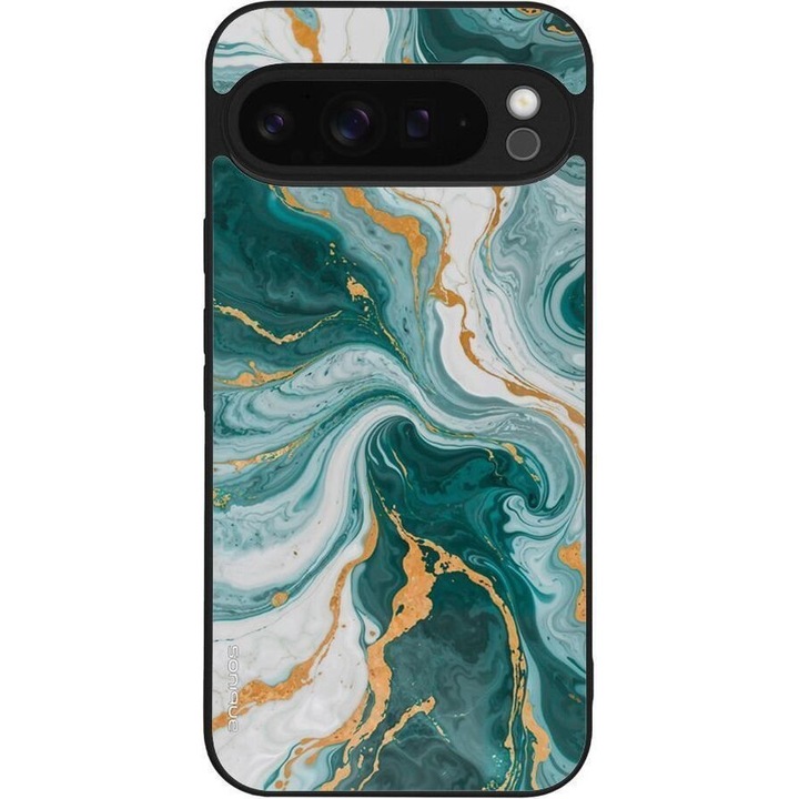 Husa telefon Sonique Marble Series pentru Google Pixel 9 Pro XL 5G, silicon, design marmorat, antiderapant, verde