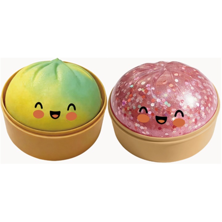 Set de jucarii interactive pentru copii, jucarie moale in forma de chifle, culori gradient verde/roz stralucitor