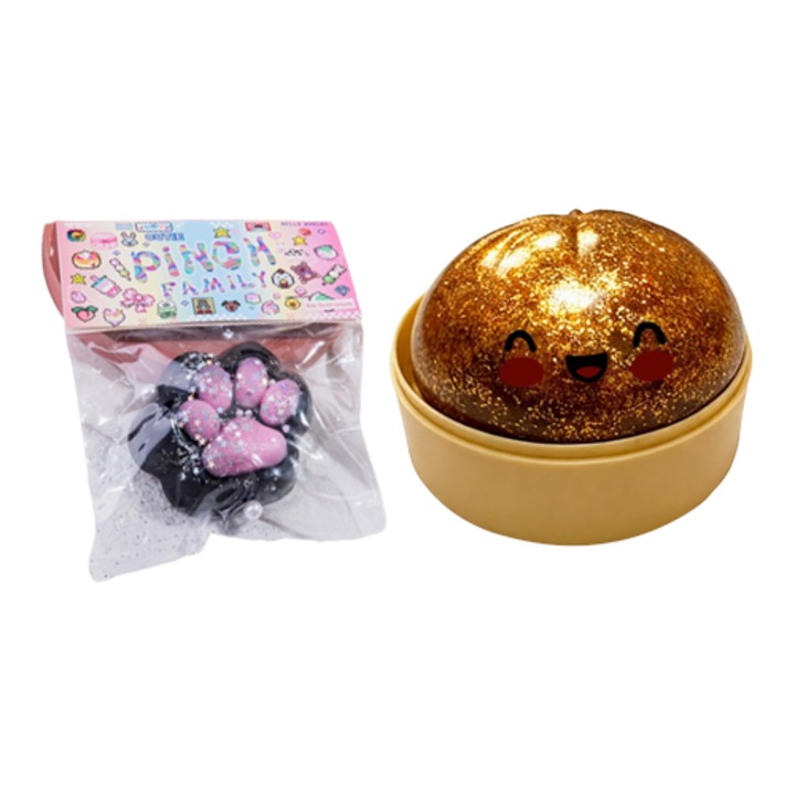 Interaktív gyerekjáték szett, arany csillogó zsemle alakú és fekete macskamancs, puha, stresszoldó