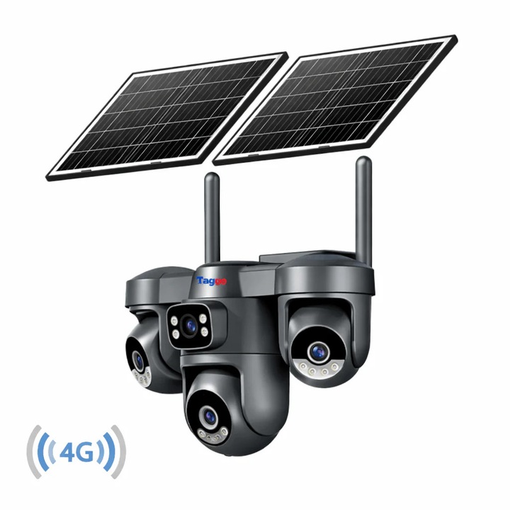 4G térfigyelő kamera dupla napelemmel, 12MP, 4 lencse, AOV funkció, kétirányú kommunikáció, AI emberi észlelés