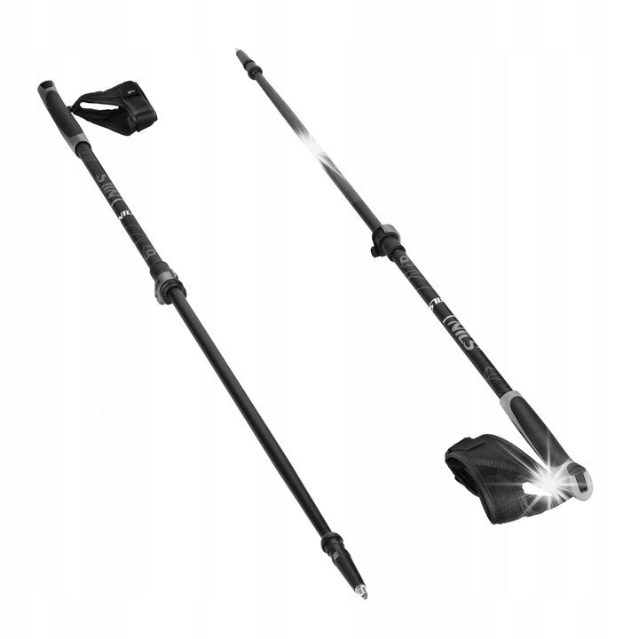 Kije nordic walking Nils NW8612, 93-125 cm, aluminiu 7075, set cu 2 talere, negru-gri
