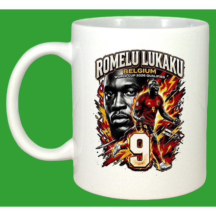 Cana Romelu Lukaku Belgium World Cup Fifa 2026, Cadou, Sarbatori, Cri-Flo, Culoare Alb, 330 ml