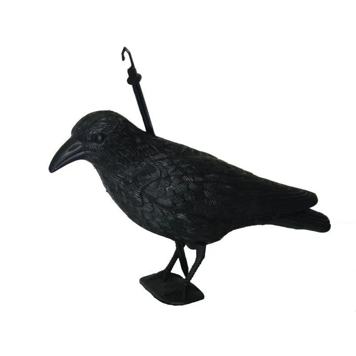 Sperietoare anti-pasari, figurina tip corb, negru, 38x12x23cm