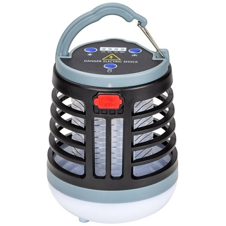 Преносима инсектицидна лампа, 1200mAh, 3W, Черна, 16x15x5.8cm