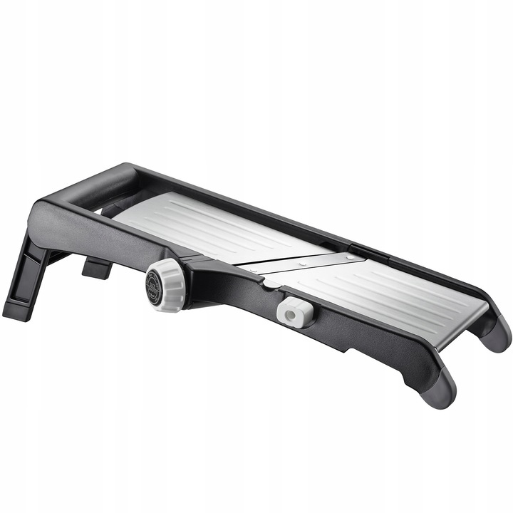 Mandolina razatoare Gefu Laola G-89429, cu lame interschimbabile Julienne si pentru felii ondulate, reglabila 1-9 mm, maner de protectie, picioruse anti-alunecare, inox/plastic, negru/inox, 38x14x11 cm