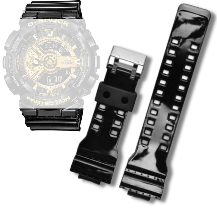 Curea neagra lucioasa de 22 mm pentru ceasul Casio G-Shock