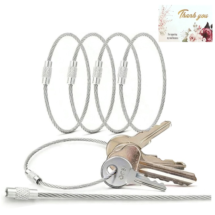 Set 20 brelocuri din sarma de inox, inele conector multifunctionale, alb, accesorii pentru snur DIY