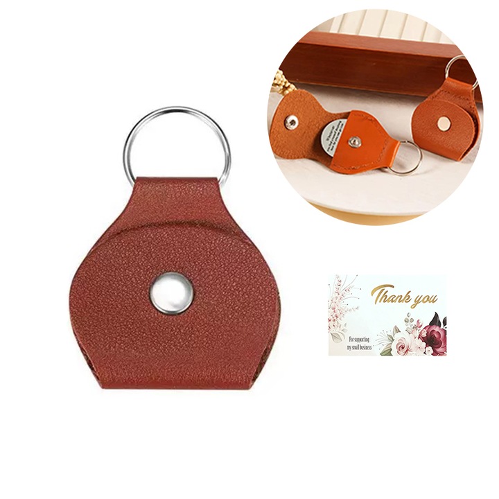 Vintage barna bőr kulcstartó, multifunkcionális bevásárlókocsi érmével, gitárpengető tartóval, készpénztartó zsebbel, elegáns hordozható design