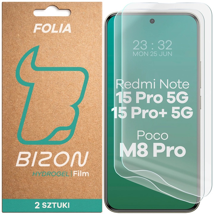 Комплект 2 Защитно фолио, Bizon Film Hydrogel Front Duo За Xiaomi Redmi Note 15 Pro 5G / 15 Pro Plus 5G / Poco M8 Pro 5G